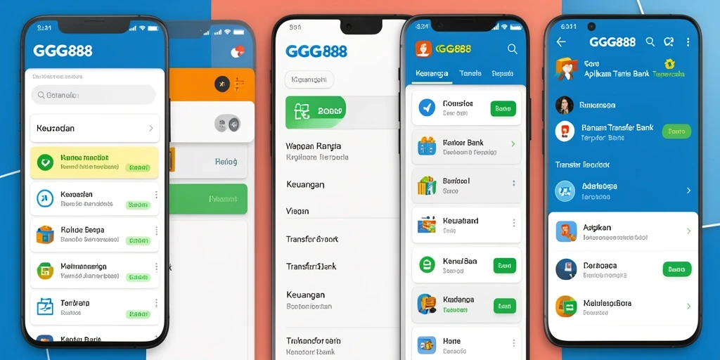 Tampilan antarmuka aplikasi GGG888 dengan fitur Transfer Bank