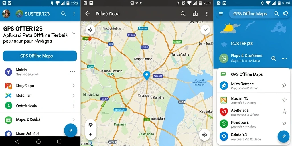 Antarmuka SUSTER123 yang intuitif untuk navigasi GPS Offline Maps.