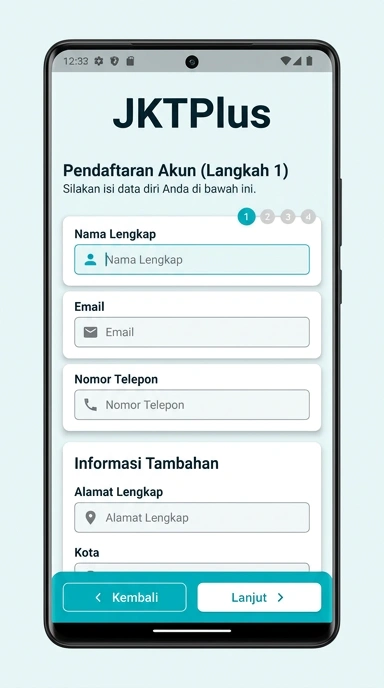 Tampilan halaman daftar jktplus