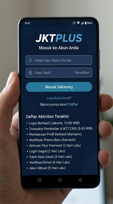 Tampilan halaman login jktplus